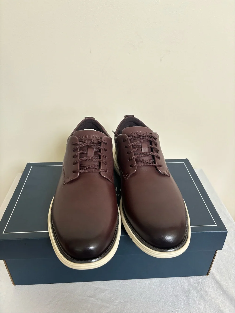 Cole Haan Men's Grand+ Plain Toe Leather Oxford Shoes 8.5 M Brown C42675 New